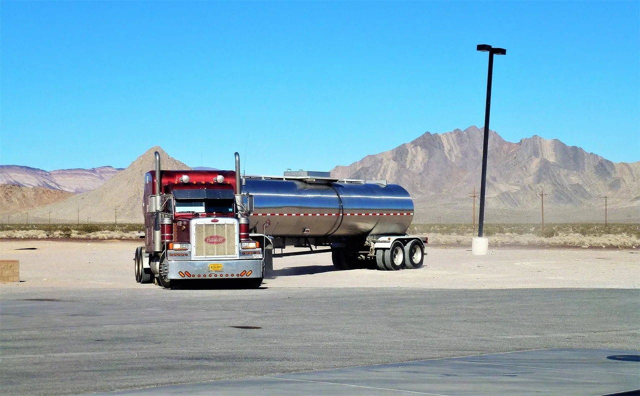 expertly parked tanker truck