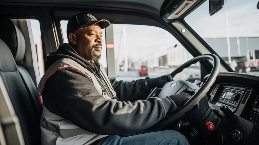 truck driver sitting in the cab