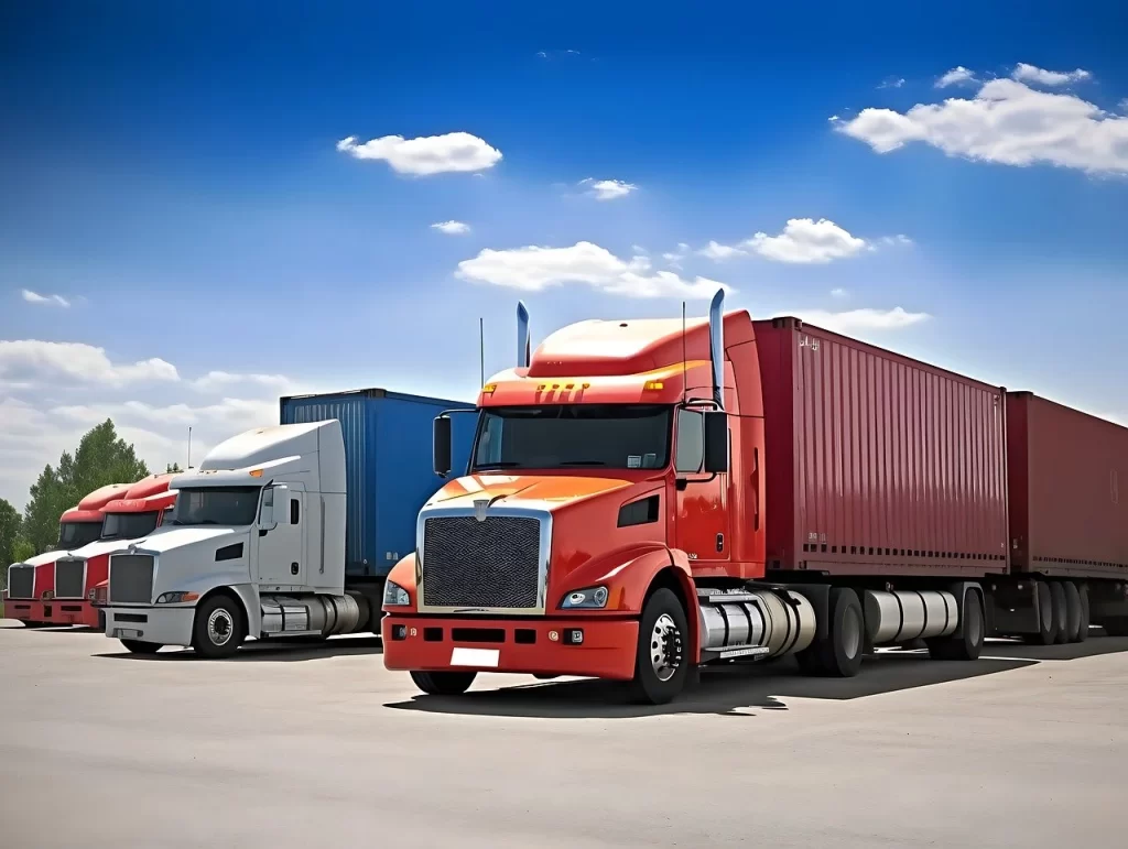 trucks parked in front