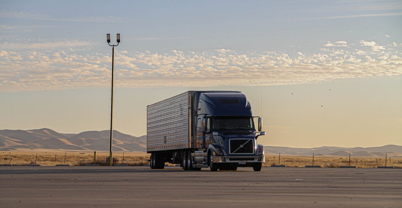 semi truck parked on a-private parking lot