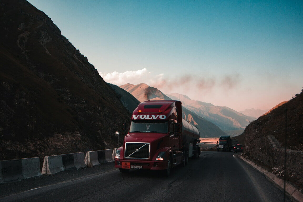 red volvo truck