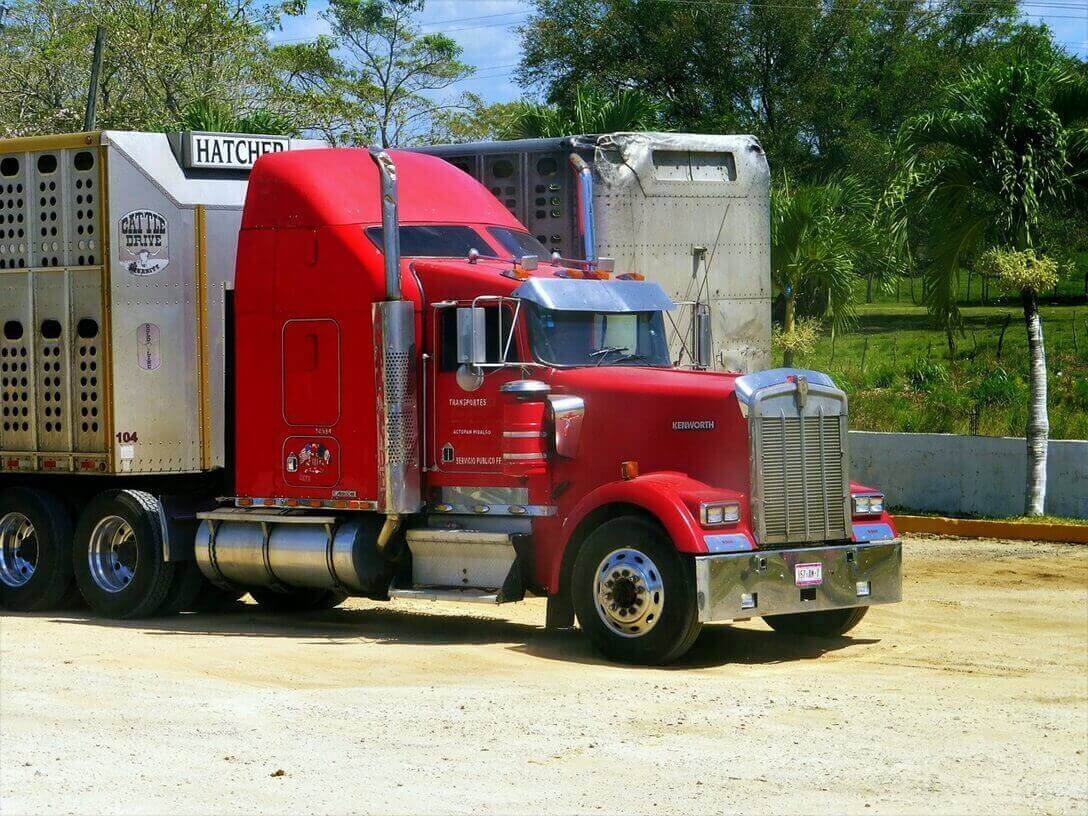 Red truck parked up