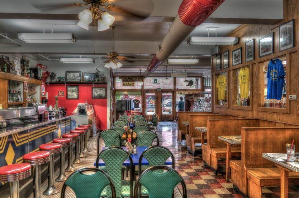 Interior of diner restaurant