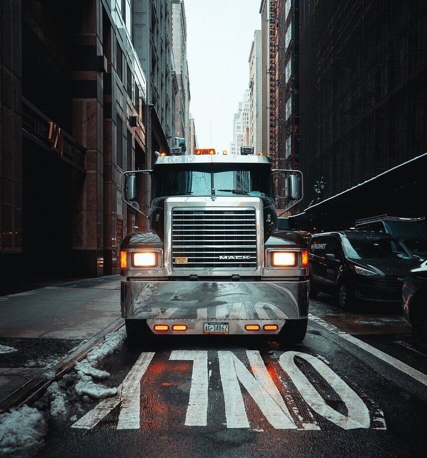 a truck in the city