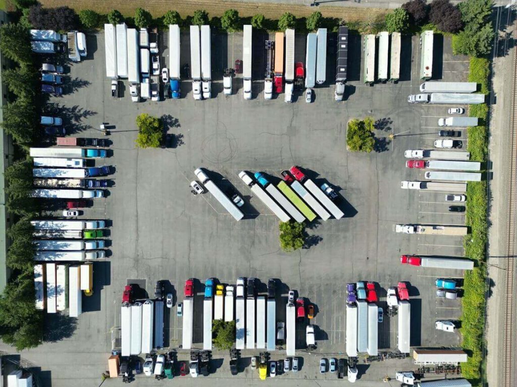 a truck parking lot