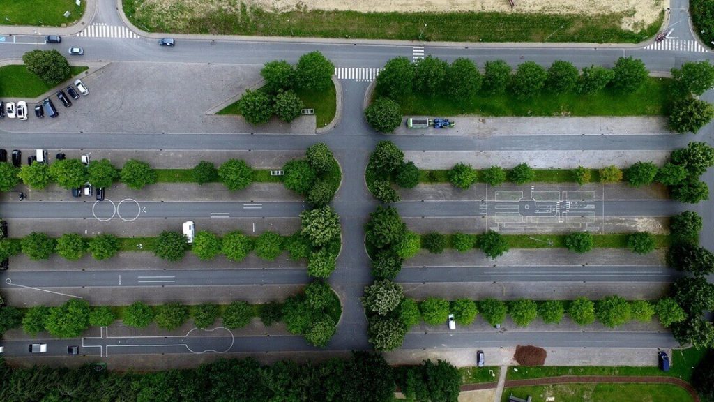 green parking lot