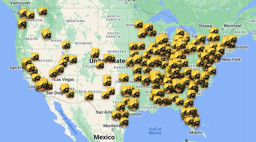 a map with truck parking lots