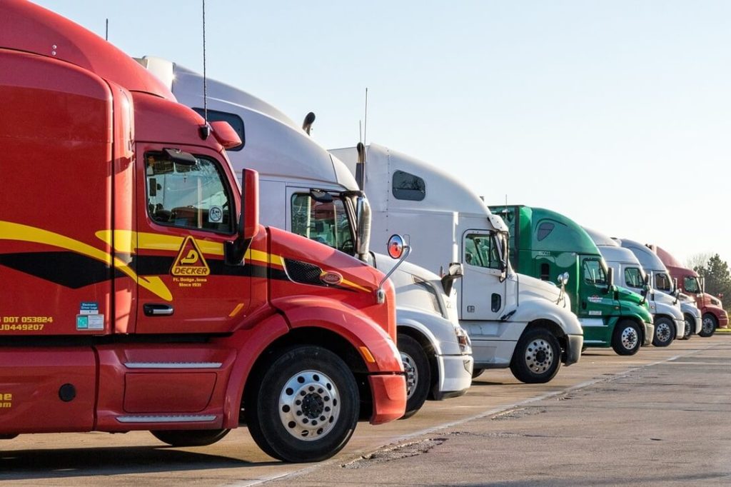 semi-trucks at a truck parking lot