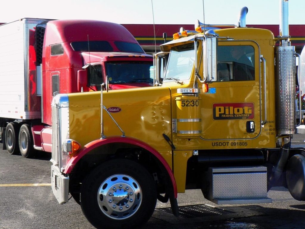 a large truck parked in a parking lot