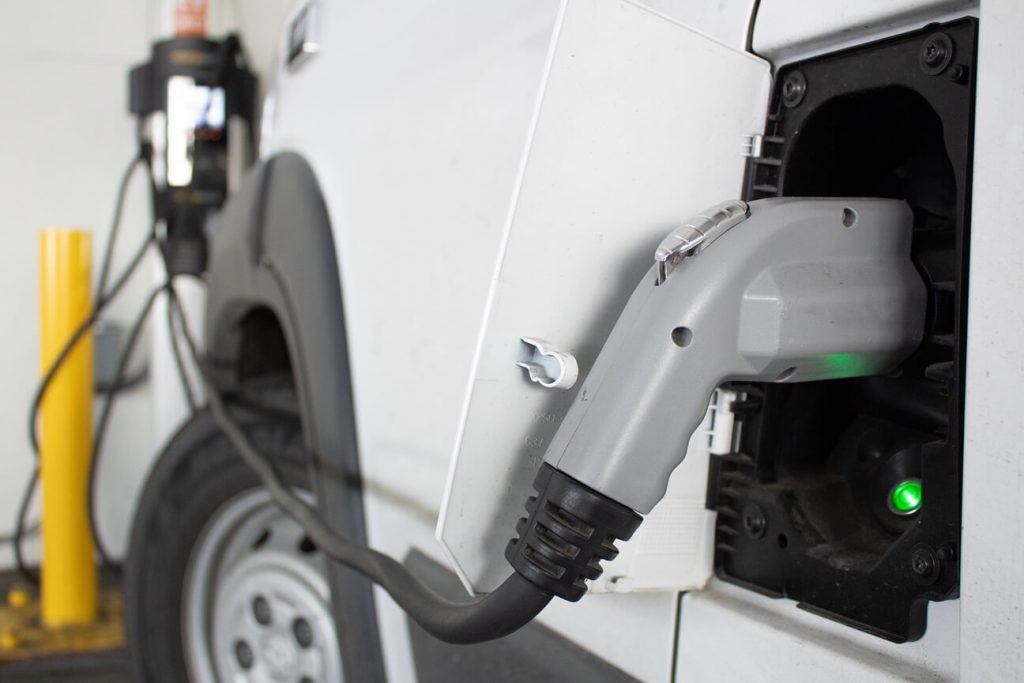 an electric truck charging