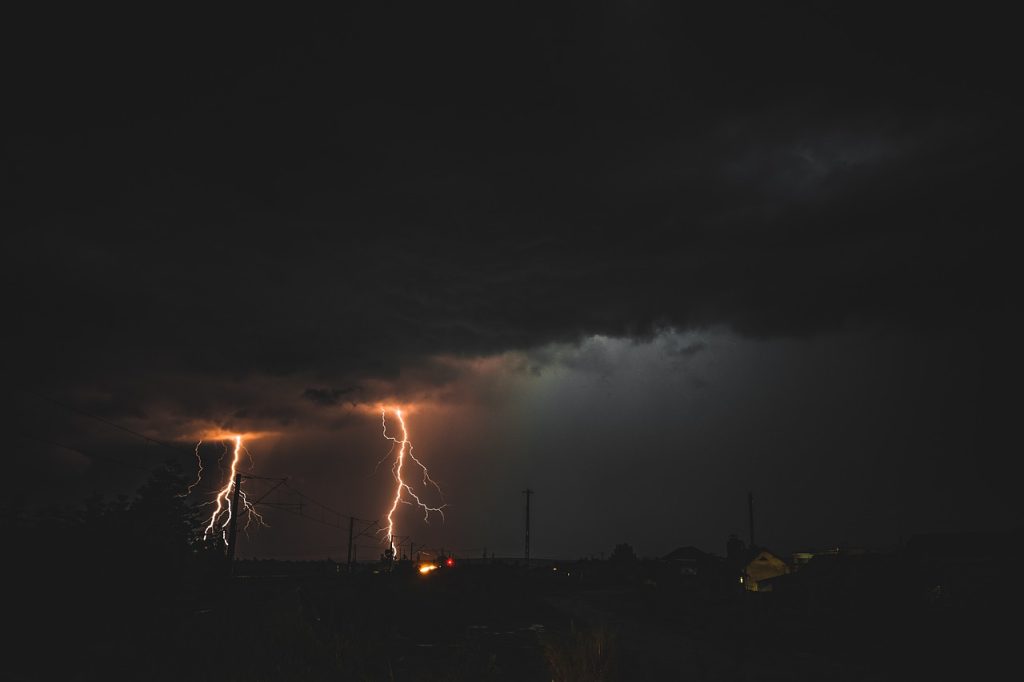 lightning strikes during a summer storm