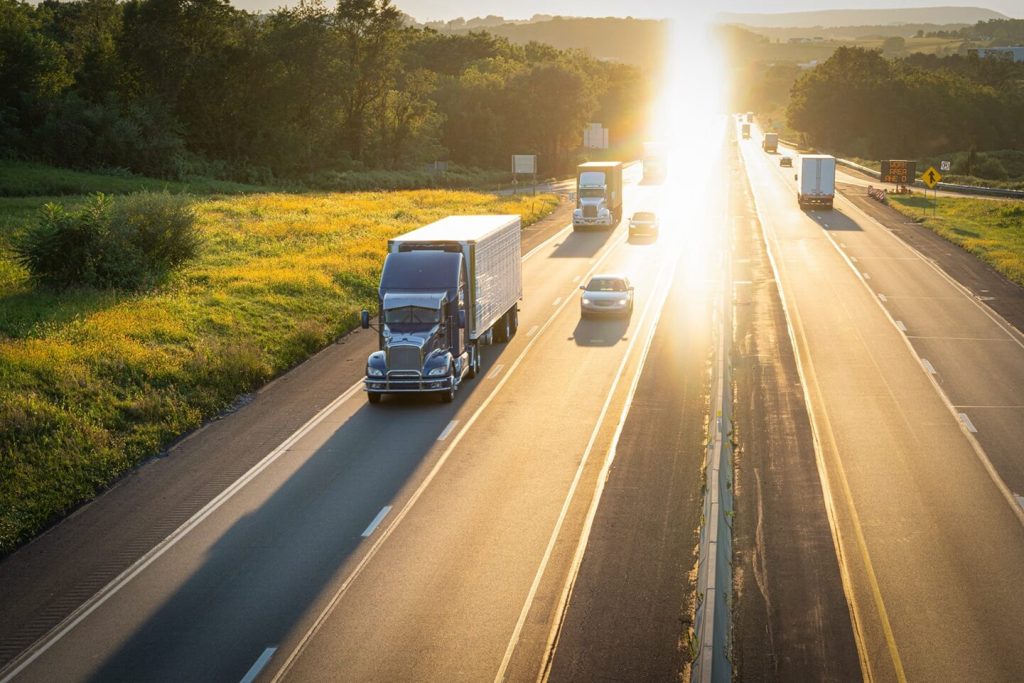 semi trucks on a highway