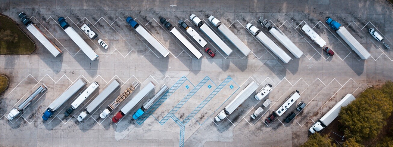 top view of a truck parking lot